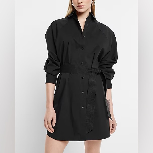 NEW YEARS SPECIAL: Express Boyfriend Poplin Mini Portofino Shirt Dress - Picture 2 of 2